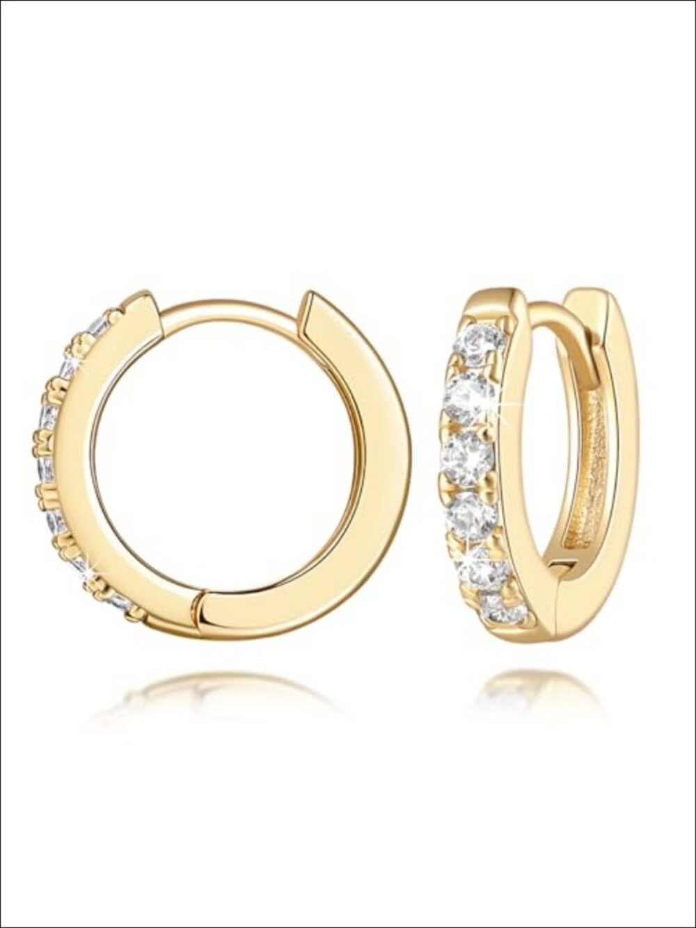 14K Gold Plated Hoop Earrings Cubic Zirconia Women